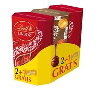 San Valentin Regalos Hombre y Mujer Pack 2+1 Bombones LINDOR Cornet | 411g | Chocolate con leche y surtido | Textura fundente | Regalo elegante | Cacao 100% puro| Sin necesidad de refrigeración