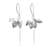 San Valentin Regalos Mujer Springlight Pendientes colgantes de flor de plata esterlina S925 Elegante pendiente colgante de flor de magnolia regalos para mujer, pendientes mujer.(Silver)