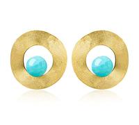 San Valentin Regalos Mujer Springlight Pendientes colgantes redondos desiguales de estilo minimalista de piedra natural Plata de ley 925, regalos para mujer, pendientes mujer.(Gold-Amazonite)