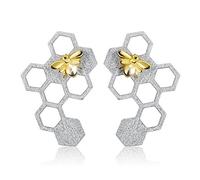 San Valentin Regalos Mujer Springlight S925 Plata de ley Mujer Pendientes de abeja y panal de miel Pendientes regalos para mujer, pendientes mujer.