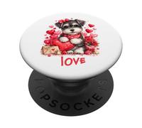 San Valentina Schnauzer Amor PopSockets PopGrip Adhesivo