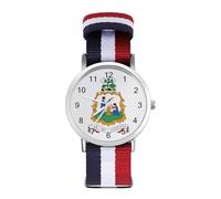 San Vicente y las Granadinas - Reloj de pulsera de cuarzo personalizado con números arábigos con correa ajustable para hombres y mujeres