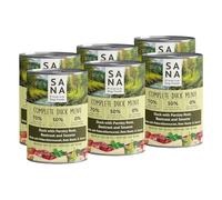 SANA Premium Dog Foods I Menús húmedos I Alto porcentaje de carne, sin cereales I Diferentes variedades y tamaños (6 latas de 400 g, pato con raíz de perejil, remolacha y sésamo)