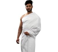 SANAAYAH Irham Ahram Ehram con cinturón gratis para Hayy & Umrah, tela de algodón dorado Premium Plus, 2 toallas, color blanco, blanco, 110 x 230 cm