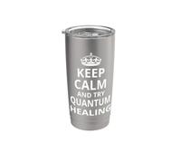 Sanación cuántica/"Mantén la calma y prueba la curación cuántica" Vaso térmico de acero inoxidable de doble pared