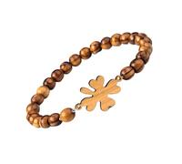 SANAD Pulsera de madera de olivo con trébol, pulsera de la suerte de Tierra Santa, hecha a mano, joyería de abalorios de buena suerte, regalo para mujeres y hombres, pulsera de madera natural