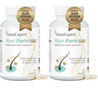 SanaExpert® Haar Forte Gold | Suplemento Capilar Vegano para Fortalecer el Cabello | Pastillas con Vitaminas, Bambú, Melanina, Biotina y Zinc | 60 Cápsulas | Fabricado en Alemania (Paquete de 2)