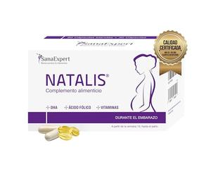 SanaExpert Natalis - Complemento Nutricional Prenatal para Mujeres - Con Ácido Fólico, Hierro, DHA, Vitaminas y Minerales Esenciales - 90 Cápsulas