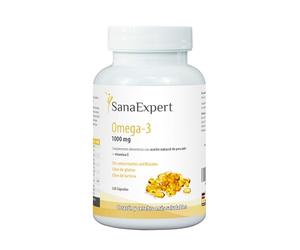 SanaExpert Omega-3 - Complemento Natural con Ácidos Grasos Omega-3 DHA y EPA - Para la Memoria y Sistema Inmunológico - 120 Cápsulas - Fabricado en Alemania