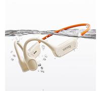 SANAG B33S Auriculares Conduccion Osea Natacion, IPX8 Impermeable, Open Ear Bone Headphones, Cascos Bluetooth con Micrófono, Reproductor MP3 de 32GB, 8H Autonomía para Natación, Nadar, Correr, Beige