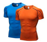 SANANG Hombres Running Compresión Tops,Capas de Base Cómodo Top Camiseta de Manga Corta, de Secado rápido Deportes Workout Camisetas