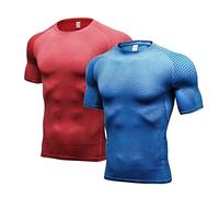 SANANG Hombres Running Compresión Tops,Capas de Base Cómodo Top Camiseta de Manga Corta, de Secado rápido Deportes Workout Camisetas
