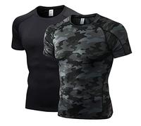 SANANG Hombres Running Compresión Tops,Capas de Base Cómodo Top Camiseta de Manga Corta, de Secado rápido Deportes Workout Camisetas