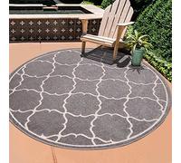 SANAT Alfombra de exterior resistente a la intemperie - Alfombra para interiores y exteriores - Alfombra de balcón impermeable - Alfombras para terraza, jardín, cocina, baño o salón - Gris claro, 120 cm redonda