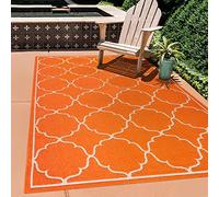 SANAT Alfombra de Exterior Resistente a la Intemperie, para Interior y Exterior, Impermeable, para balcón, terraza, jardín, Cocina, baño o salón, Color Naranja, 200 x 290 cm