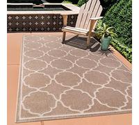 SANAT Alfombra para Exteriores e Interiores, Impermeable, para terraza, jardín, Cocina, baño o salón, Color Beige, 140 x 200 cm