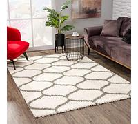 SANAT Madrid Alfombra Shaggy - Alfombra de Pelo Largo para salón, Dormitorio, Cocina - Morocco Crema, tamaño: 60 x 110 cm