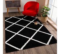 SANAT Madrid Shaggy - Alfombra de Pelo Largo para salón, Dormitorio, Cocina, Color Negro, tamaño: 140 x 200 cm