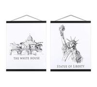 Sanauto A2 Barra magnética para pósteres, de madera, marco para fotos, 42x59 colgador para obras de arte impresas (Negro,42cm, 2 paquetes)