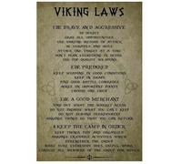 SaNavie Póster de metal con leyes vikingas con texto en inglés "Be Brave And Aggresiv" para decoración del hogar, café, hogar, bar, hombre, cueva, comedor, garaje, 20,3 x 30,5 cm