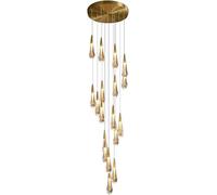SANBDDLYY Lámpara colgante de cristal moderna de lujo con forma de gota de lluvia, LED regulable, colgante dorado, for techo alto, escalera, dúplex, villa, sala de estar (12 luces) (Color : 18 Lights