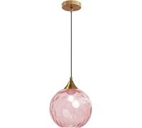 SANBDDLYY Lámpara de cristal con forma de globo de 7,8 pulgadas, soporte dorado bronce con lámpara de bola de cristal(Pink)