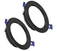 SANBDDLYY Paquete de 2 focos LED integrados 6 W-24 W,5 a 7, pulgadas, color negro, panel techo, luz antideslumbrante, borde redondo CRI90, adaptación sin can(18W-A,White light)