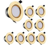 SANBDDLYY Paquete de 9 luces empotrables techo aluminio dorado LED Downlight 3W, 5W, 7W, 12W(12W,6000K)