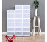SanBouSi - Caja de zapato, transparente, caja de almacenamiento apilable con tapa, caja de plástico transpirable, sólido