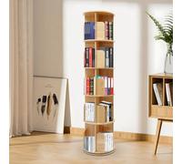 SanBouSi Estantería giratoria de 5 niveles, 20 compartimentos, 360°, de madera de pino, para casa, salón, estudio, oficina, 160 cm