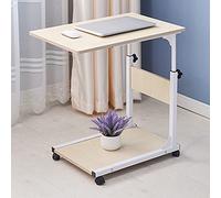 SanBouSi Mesa auxiliar de 2 niveles, Mueble Auxiliar, Mesa Pequeña, Mesa de Café, Mesa de Café Móvil, Altura Ajustable, para Cama de Enfermería, Mesa de Aseo, Mesa de Ordenador Portátil