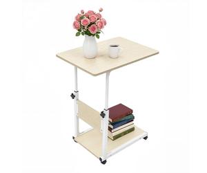 SanBouSi Mesa auxiliar de 2 niveles, Mueble Auxiliar, Mesa Pequeña, Mesa de Café, Mesa de Café Móvil, Altura Ajustable, para Cama de Enfermería, Mesa de Aseo, Mesa de Ordenador Portátil