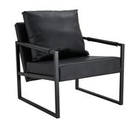 SanBouSi Sillón de salón de piel sintética, sillón acolchado suave con marco de metal, cómodo sillón relax y sillón de televisión, diseño fácil de limpiar, para salón y dormitorio, color negro