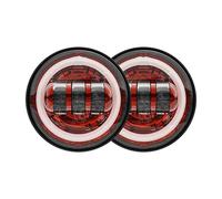 SANCAK Faros De Motocicleta Para Classic Para FLHR Para Carretera Para King Foglamp Par 4.5 Pulgadas Motocicleta Luz Antiniebla 1/2 DRL Halo Anillo Que Pasa Auxiliar(Rojo)