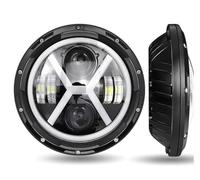 SANCAK Faros Delanteros Luz De Trabajo Para Motocicleta, Iluminación Exterior Automática, Faros LED Redondos Para Coche 7 Pulgadas Con Haz Alto Y Bajo Ojos Ángel(PC 1)