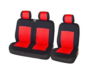 SANCAK Funda Asientos Coche Fundas para Asientos 2+1 para Furgonetas Transporter, Camiones Y Mayoría Coches. Universal para Master para Trafic(Rojo)