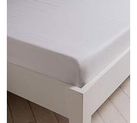 Sancarlos FINISIMA-Sábana bajera SANTORINI, Estilo lencero, Algodón percal 200 hilos, Blanco, Cama de 90