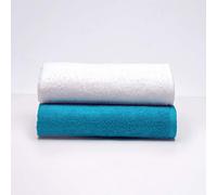 Sancarlos - Juego de 2 Toallas Ocean Duo de Ducha, Color Blanco y Esmeralda, 100% Algodón, 550gr/m2