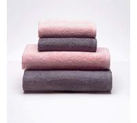 Sancarlos - Juego de 4 Toallas Ocean Duo, 2 de Lavabo y 2 de Baño, Color Rosa y Gris Oscuro, 100% Algodón, 550gr/m2