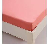 Sancarlos - Sábana Bajera Ajustable Combicolor, Color Coral, 100% Algodón Percal, Cama de 120