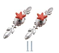 SANCHAKOU Pomos De Cerámica En Vintage 2 Pomos De Cerámica De Aleación De Zinc Rojo Para Armario Cajón Armario Perillas De Un Solo Orificio Estrella De Mar Grande