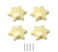 SANCHAKOU Pomos De Cerámica En Vintage 4 Tiradores De Cerámica Para Cajones De Armario De Colores Brillantes Y Con Forma De Estrella Hexagonal Amarilla