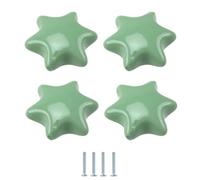 SANCHAKOU Tirador Para Cajón 4 Tiradores De Cerámica Para Cajones De Armario Con Diseño De Estrella Hexagonal Verde Y Brillante De Colores Brillantes