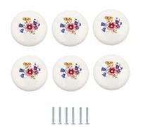 SANCHAKOU Tiradore Ceramica Cocina 6 Pomos Pequeños De Cerámica Con Diseño De Flores Pintadas A Mano Para Cajones Y Puertas De Armarios Diseño De Gloria De La Mañana