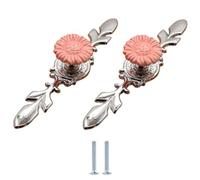 SANCHAKOU Tiradores De Armario 2 Pomos De Cerámica China Rosa De Aleación De Zinc Para Armario Con Un Solo Orificio Diseño De Girasol Grande