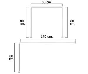 SANCO STORE - MAURER Barra Para Cortina Ducha Universal Aluminio Blanco 80 x 170 cm.