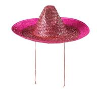 WIDMANN 1428G - Sombrero De Paja Unisex Adulto, Sombrero, Mexicano, Fiestas De Verano, Carnaval, Diametro 48 Cm, Talla Única, Color Rosa