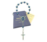 SANCTRA Rosario de viaje de una década, hecho a mano y bendecido en Tierra Santa. Rosario de una década con medalla y crucifijo, bolsa de regalo y certificado de autenticidad.