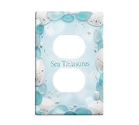 Sand Dollar - Placa de pared dúplex con diseño de concha de vidrio de mar costero, color aguamarina de verano, placas faciales de tamaño estándar para tomas eléctricas para el hogar, sala de estar