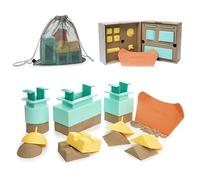 Sand Pal Juguetes de playa - 9 piezas de juguetes de nieve aptos para viajes para niños de 3 a 12 años - Juego de juguetes de caja de arena para jugar al aire libre e interior - Kit de moldes y